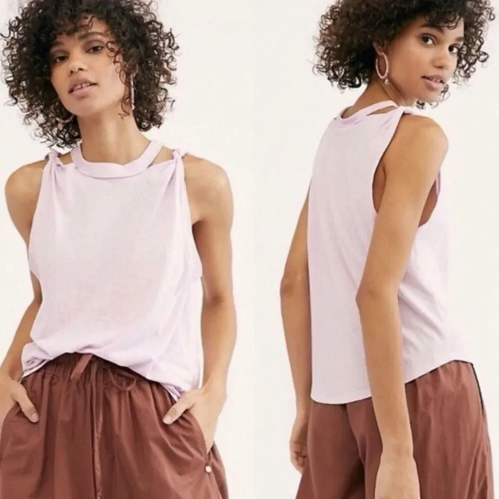 Free People / We The Free Blush Lilac Sleeveless Knot Top Size XS High Neck NWT